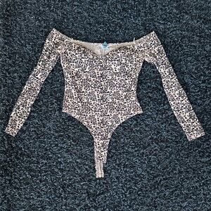 Floral Lace One Piece - Tan and Black